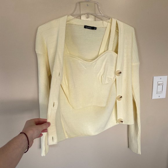 Boohoo Cream Cardigan Sweater - Picture 3 of 9